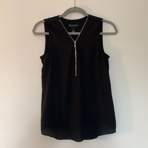 Black Sleeveless Top with Zipper Detail
